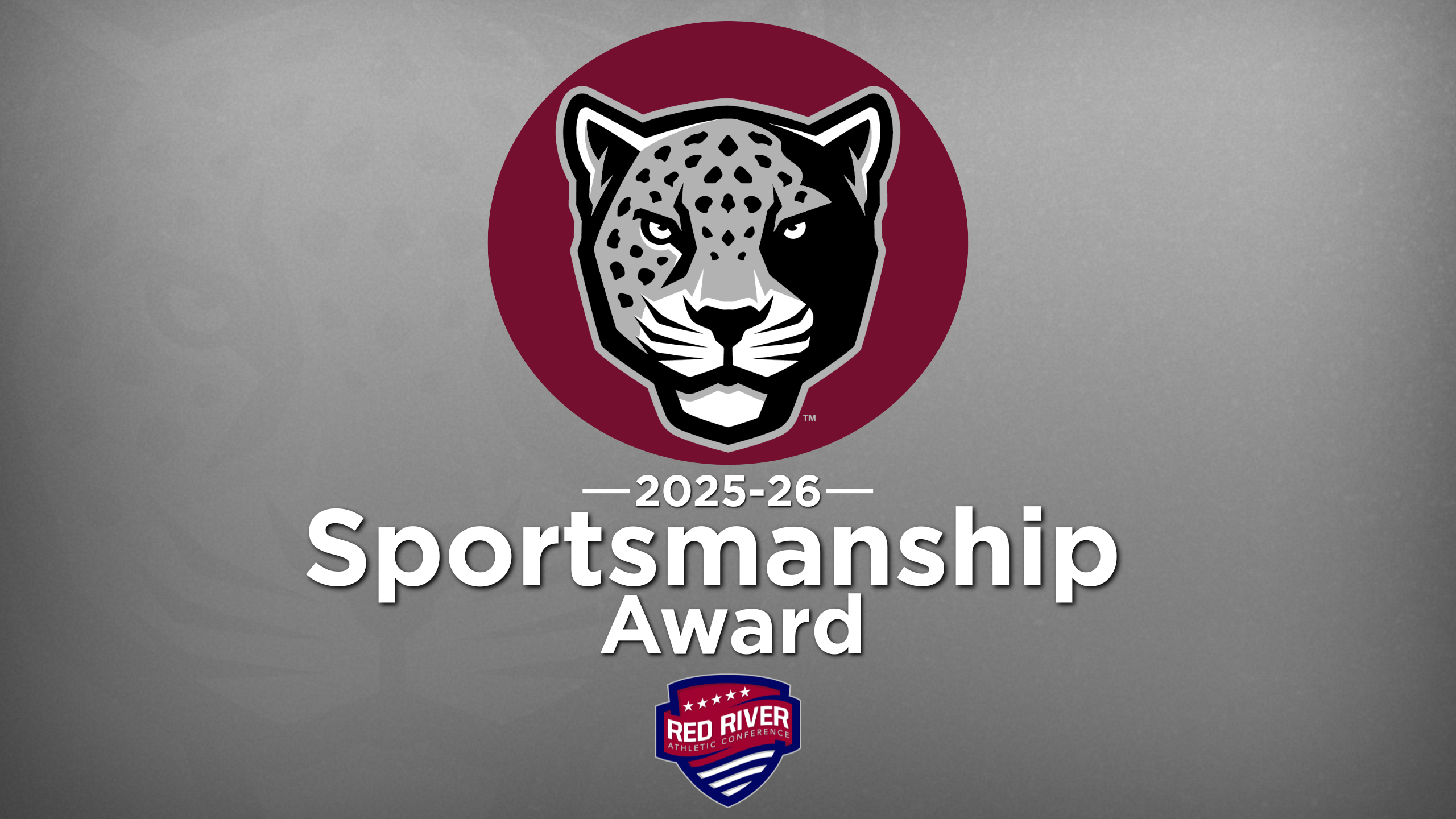 Jaguar logo with text saying 2025-26 Sportmanship Award, followed by the Red River Conference logo.