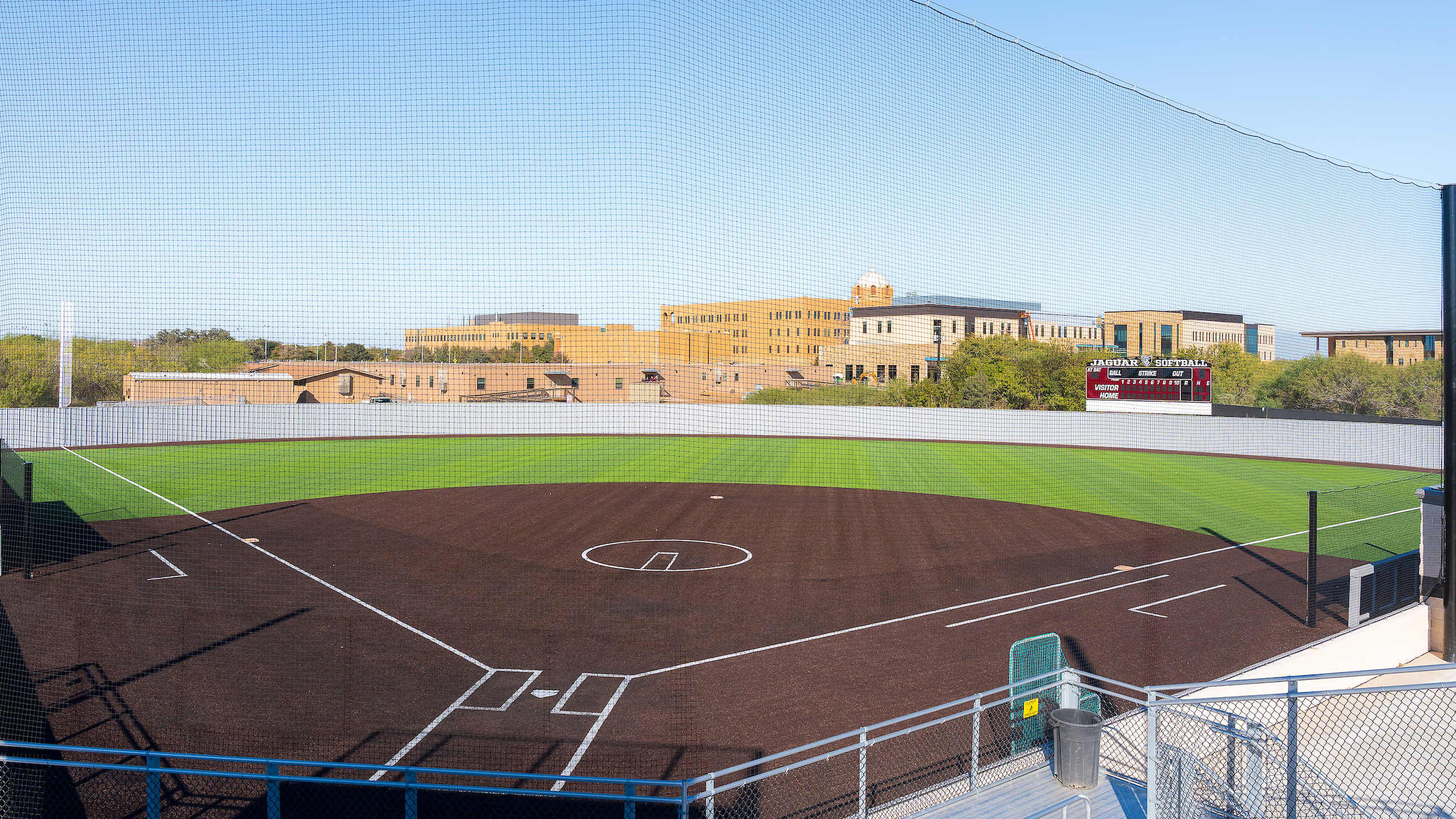 Tamusa's softball field, with a beutiful view of the campus from the bleachers