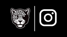 Jaguar head and instagram logo on a black background.