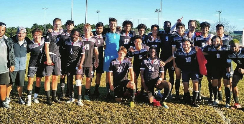 The men's soccer team following their win over Texas College.